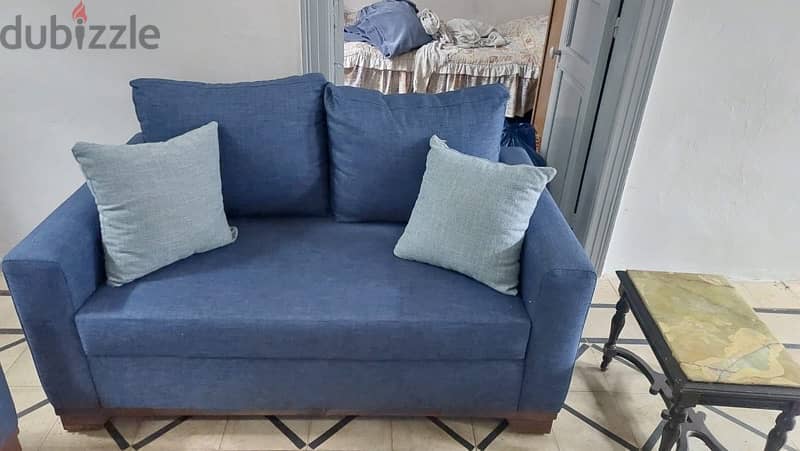 3 seater + 2 seater couch sofa blue 2