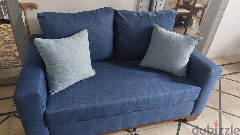 3 seater + 2 seater couch sofa blue 3
