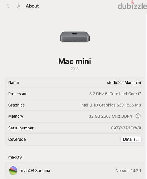 Mac mini 2018 - Space gray - i7/32/512 2