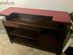 Bar Wooden Cabinet with Leather Chairs