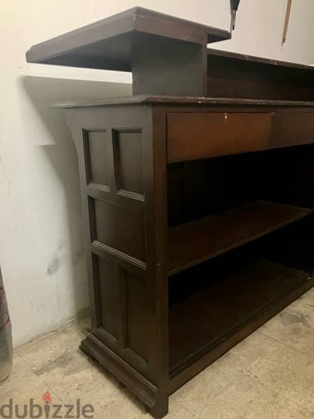 Bar Wooden Cabinet with Leather Chairs 1