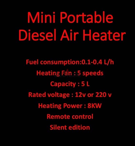 Mini portable diesel air heater. covers up to 50 m square 2