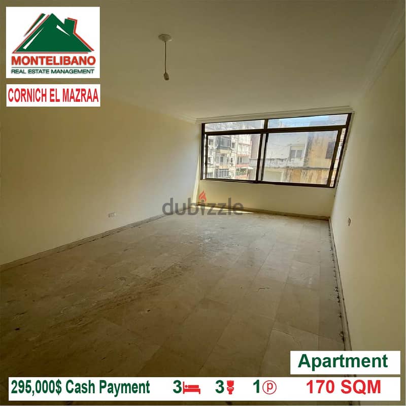 295000$ Cash Payment!! Apartment for sale in Cornich El Mazraa!! 1