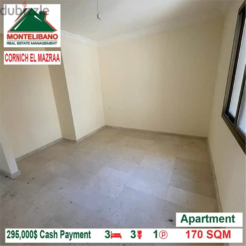 295000$ Cash Payment!! Apartment for sale in Cornich El Mazraa!! 3