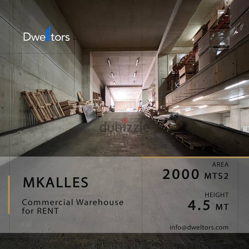 Warehouse for rent in MKALLES - 2000 SQM - 4.5 M Height 0