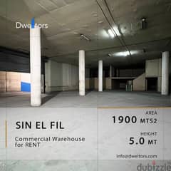 Warehouse for rent in SIN EL FIL - 1900 MT2 - 5.0 M Height 0
