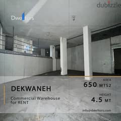 Warehouse for rent in DEKWANEH - 650 MT2 - 4.5 M Height