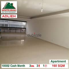 1000$/Cash Month!! Apartment for rent in Adlieh!!