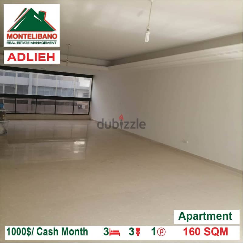1000$/Cash Month!! Apartment for rent in Adlieh!! 0