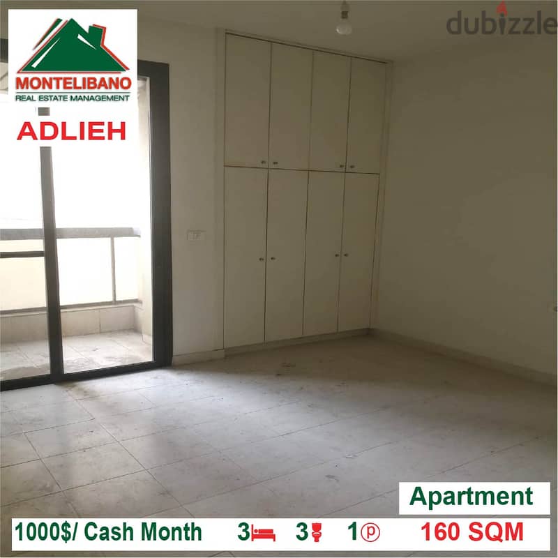 1000$/Cash Month!! Apartment for rent in Adlieh!! 1