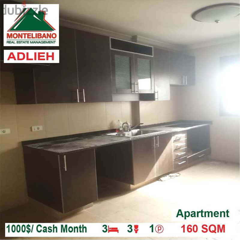 1000$/Cash Month!! Apartment for rent in Adlieh!! 2