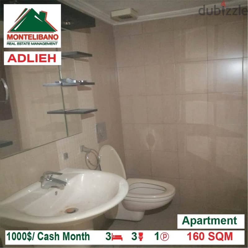 1000$/Cash Month!! Apartment for rent in Adlieh!! 3