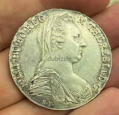عملة قديمة فضة الريال نمساوي الملكة تريزا اصدر سنة١٧٨٠ وزن ٢٨ غرام