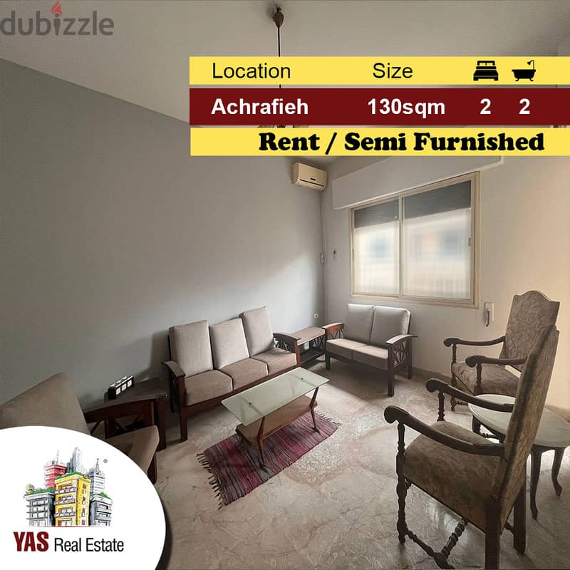 Achrafieh 130m2 | Rent | Partly Furnished | View | Well maintained | L 0