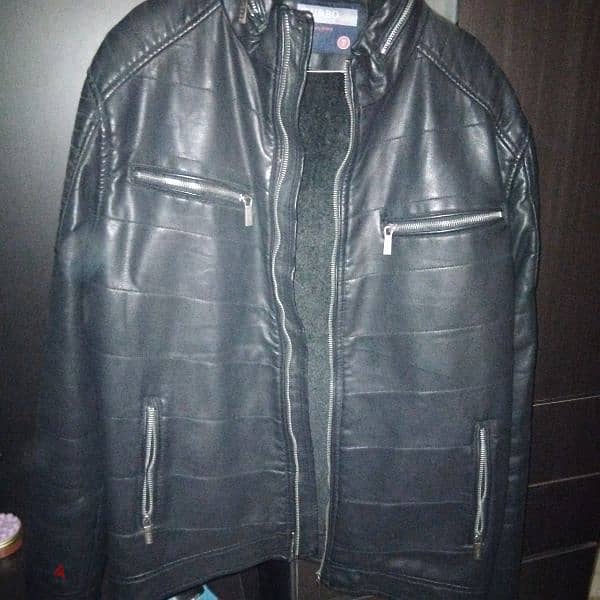 Black leather jacket, premium quality, brand new. size large 2