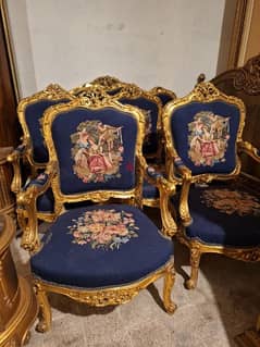 صالون ستيل لويس الخامس عشر من روائع تنجيد قماش اوبيسون فرنسي مميز كامل