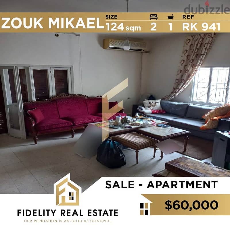 Apartment for sale in Zouk Mikael RK941 0