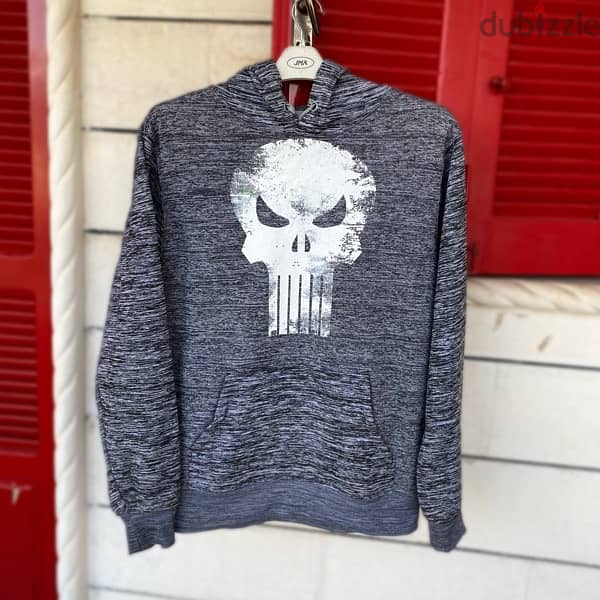 THE PUNISHER Grey Fleeced Hoodie. 0