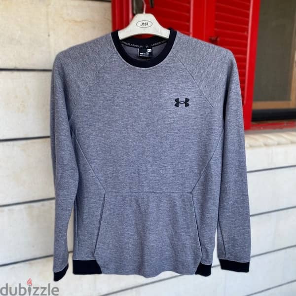 UNDER ARMOUR Grey Long Sleeve Fleeced Sweater. 1