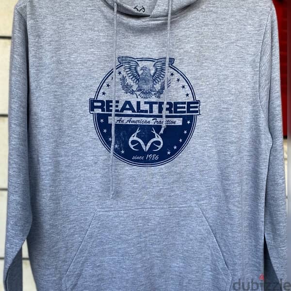 REALTREE Grey Fleeced Hoodie. 1