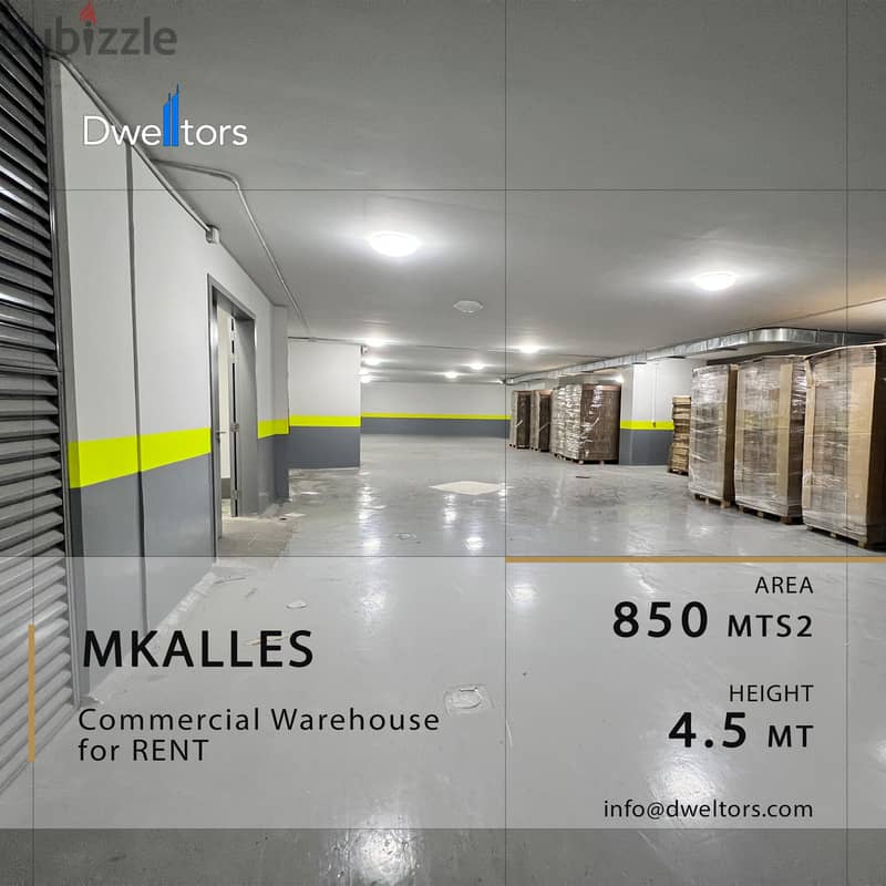 Warehouse for rent in MKALLES - 850 MT2 - 4.5 Mt Height 0