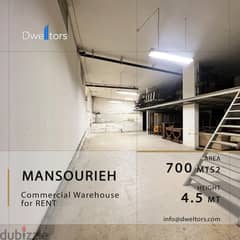 Warehouse for rent in MANSOURIEH - 700 MT2 - 4.5 Mt Height