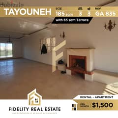 Apartment for rent in Tayouneh GA835