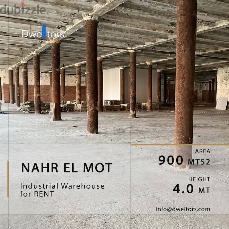 Warehouse for rent in NAHR EL MOT - 900 MT2 - 4.0 MT Height 0