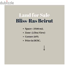 Land for Sale in Bliss- Ras Beirut: