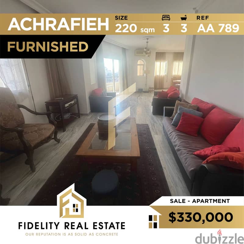 Furnished apartment for sale in Achrafieh AA789 0