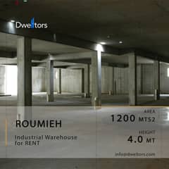 Warehouse for rent in ROUMIEH - 1200 MT2 - 4.0 MT Height 0