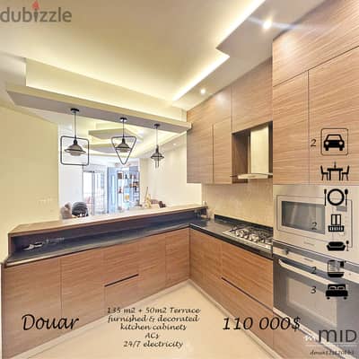 Douar | 135m² + 50m² Terrace | Furnished/Equipped/Decorated | 2Parking