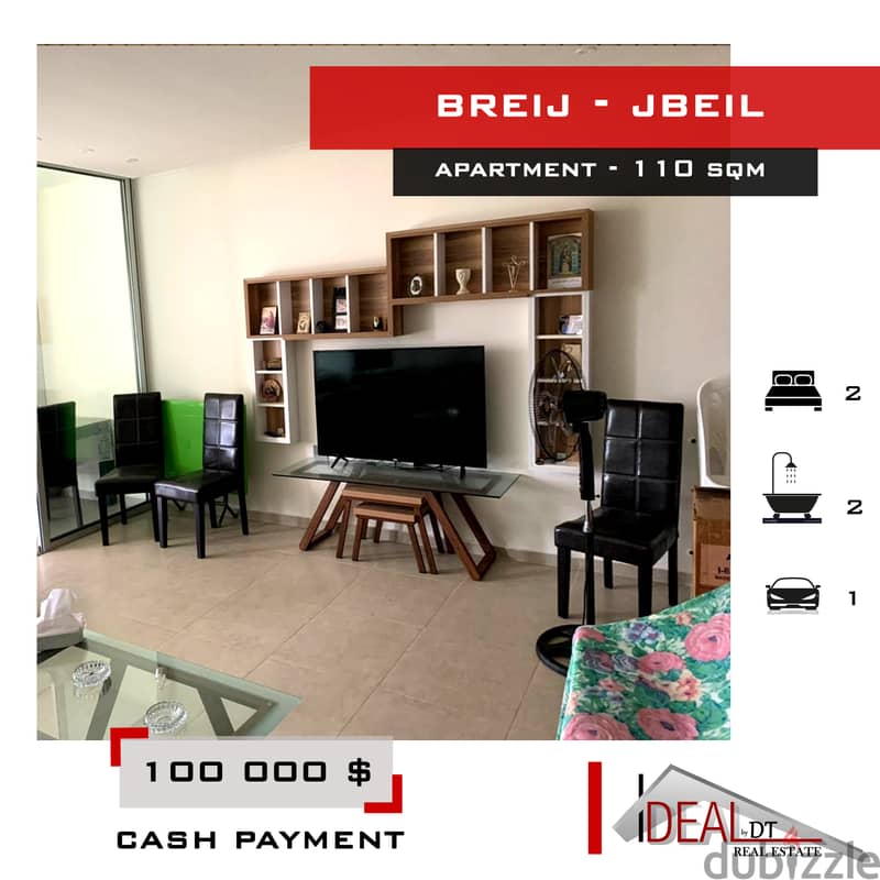 Apartment for sale in Jbeil Breij 100 000$ REF#JH17284 0