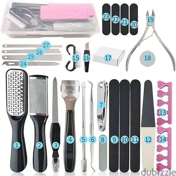 Professional Pedicure Tools Set, 27 in 1 Stainless Steel Foot Care Kit 0