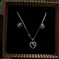 heart necklace and earrings