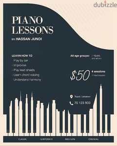 Piano lessons for all ages in all styles