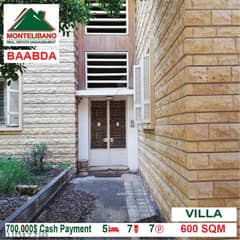 700,000$ Cash Payment!! Villa for sale in Baabda!!