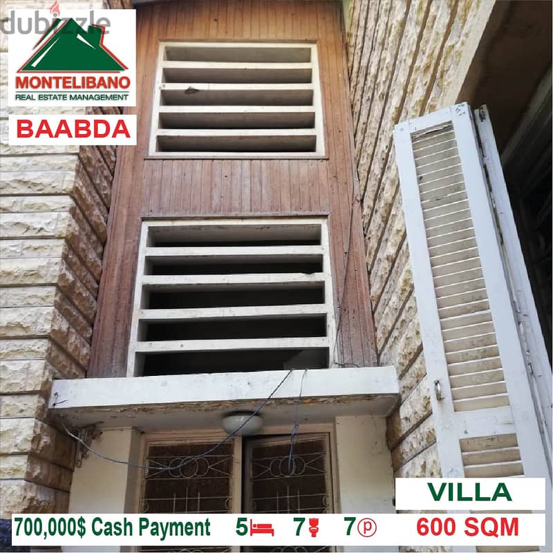 700,000$ Cash Payment!! Villa for sale in Baabda!! 2