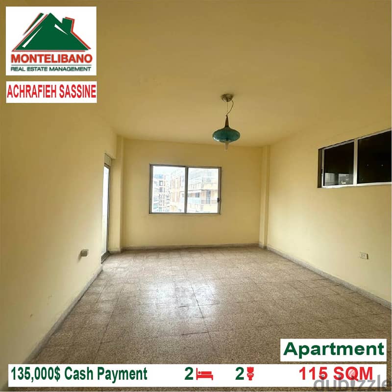 135,000$ Cash Payment!! Apartment for sale in Achrafieh Sassine!! 1