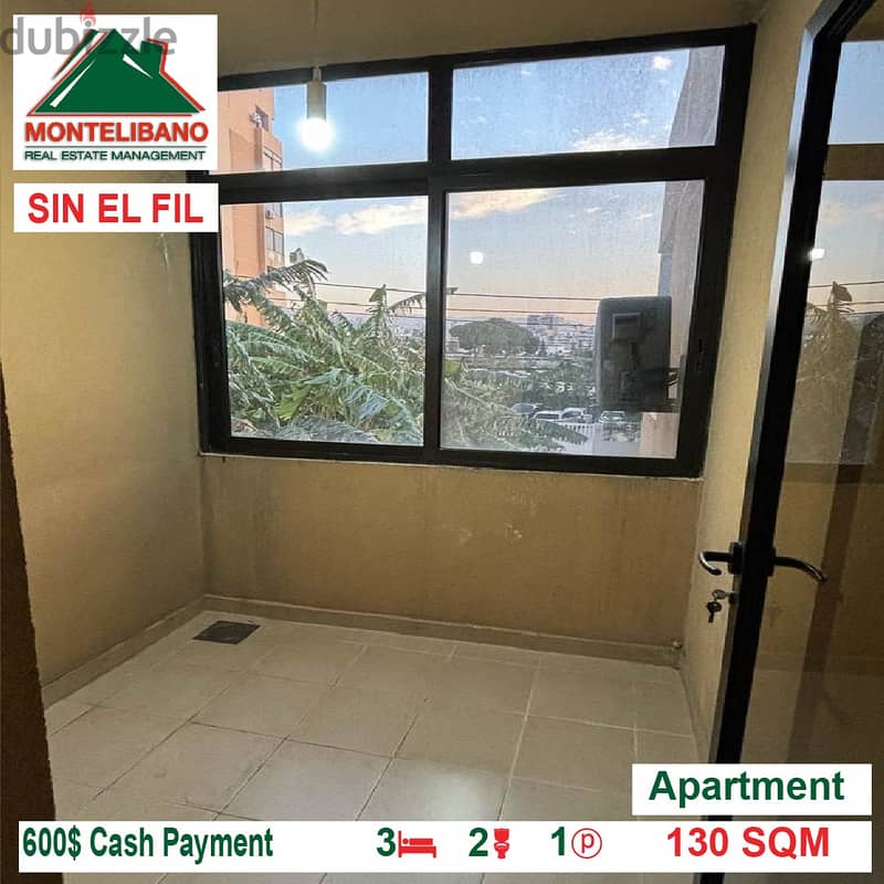 600$!! Apartment for rent located in Sin El Fil 4
