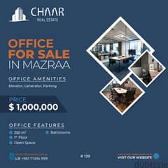 R139 Immense Office Space for Sale in Mazraa