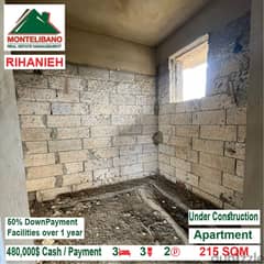 480,000$ Apartment under construction for sale in Rihanieh Baabda 0