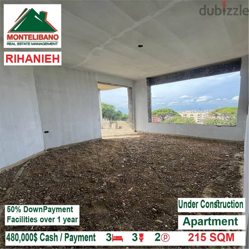 480,000$ Apartment under construction for sale in Rihanieh Baabda 6