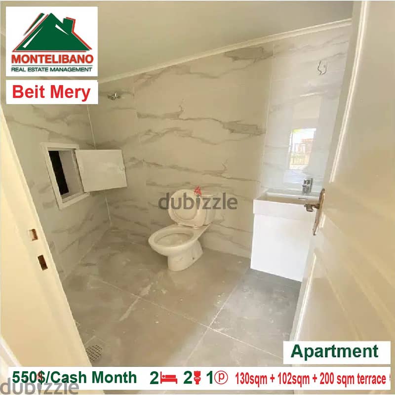 550$/Cash Month!! Apartment for rent in Beit Merry!! 4