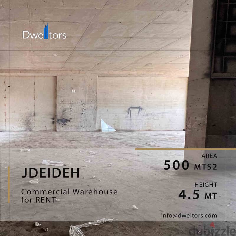 Warehouse for rent in JDEIDEH - 500 MT2 - 4.5 MT Height 0
