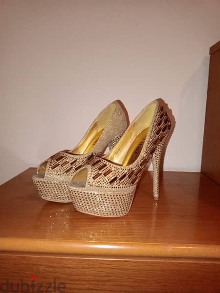 Eva Brown sparkly heels 2