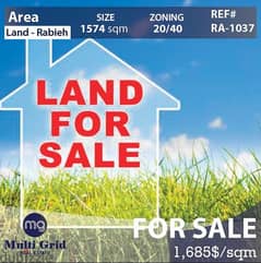 Rabieh, Land for Sale, 1574 m2, أرض للبيع في الرابية