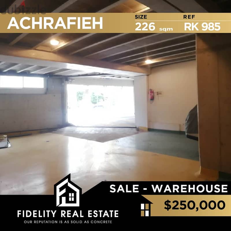 Warehouse for sale in Achrafieh RK985 0