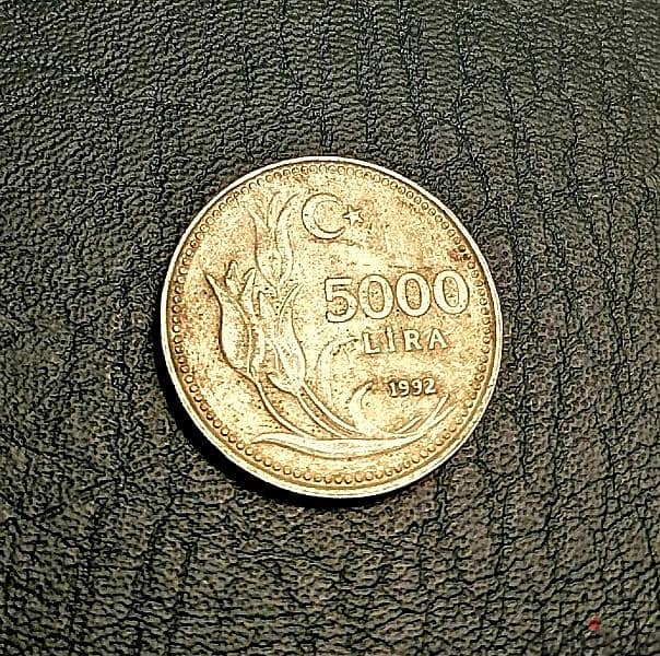 1992 Turkey Ataturk 5000 Lira cop-Zinc-nickel 1