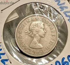 1960 England one shilling Queen Elizabeth II 0
